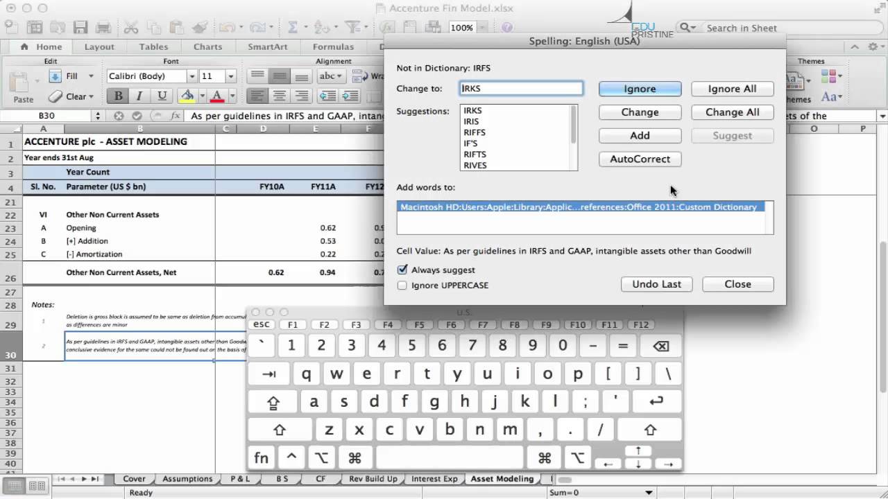 financial modeling excel for mac